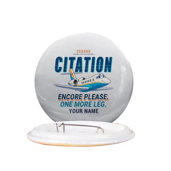 Cessna Citation Encore+ - Cartoon + Name - Pin - Light Gray