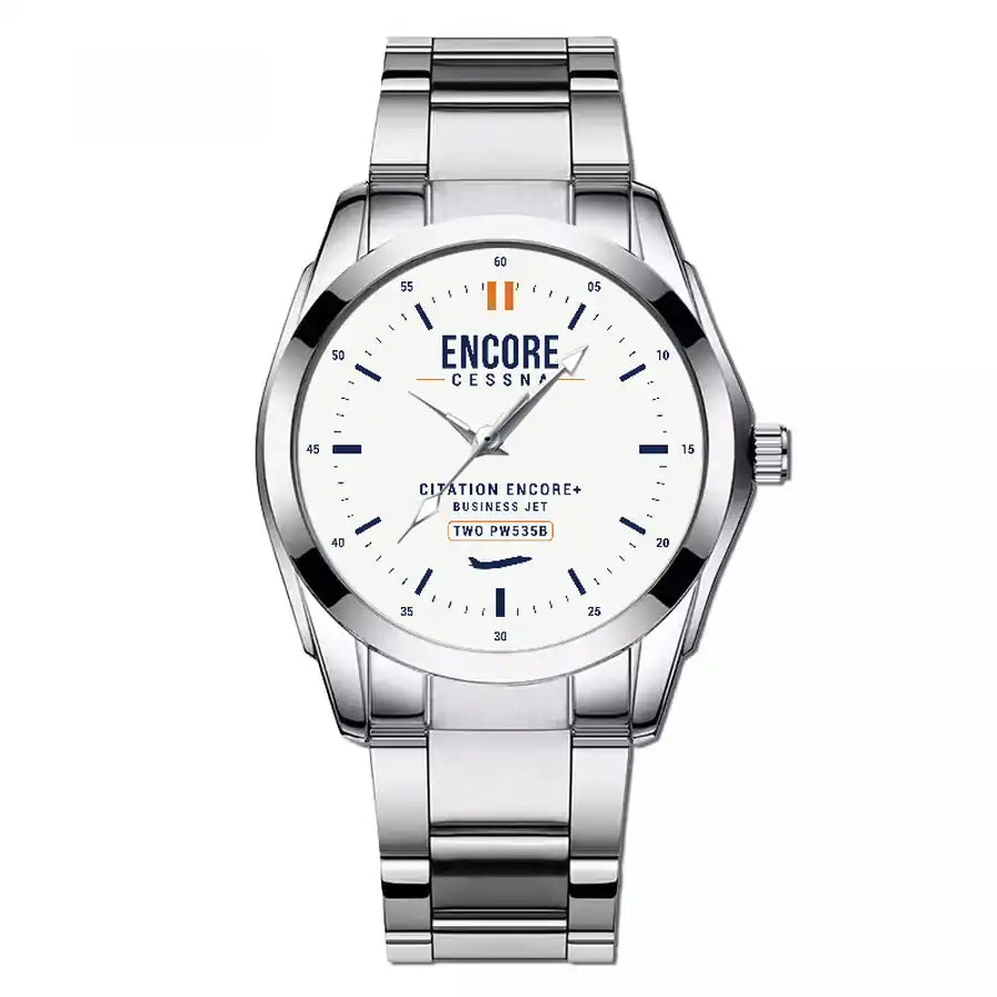 Cessna Citation Encore+ - Classic - White - Stainless Steel Band - For Men