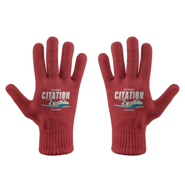 Cessna Citation Encore+ - Gloves - Full - Cartoon + Name - Red