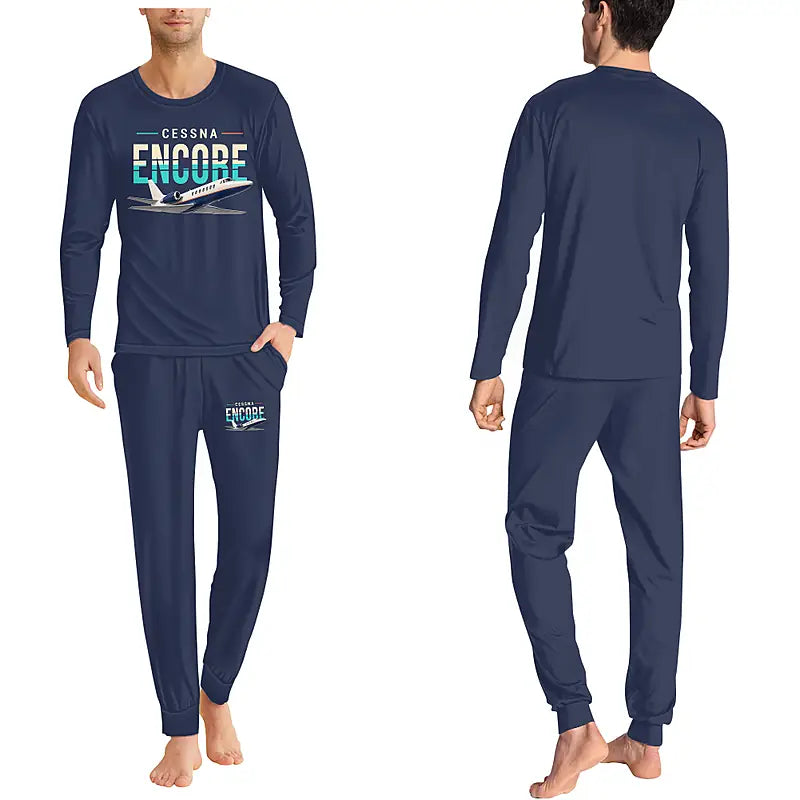 Cessna Citation Encore+ - Men Pajamas - Original Chest - Navy Blue