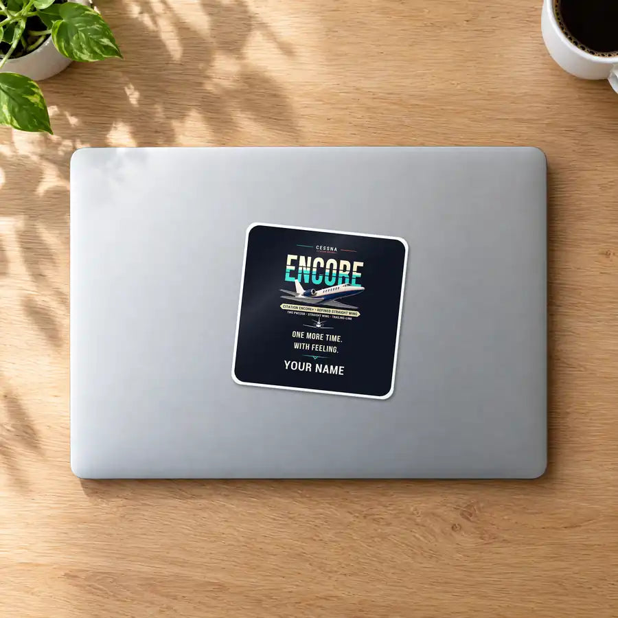 Cessna Citation Encore+ - Original + Name - Square Sticker - MacBook