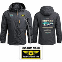 Thumbnail for Cessna Citation Encore+ Stylish Jackets - Hooded Windbreaker - Original + Name - Charcoal