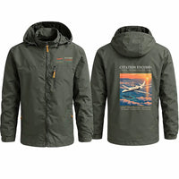 Thumbnail for Cessna Citation Encore+ Stylish Jackets - Hooded Windbreaker - Poster - Olive Green