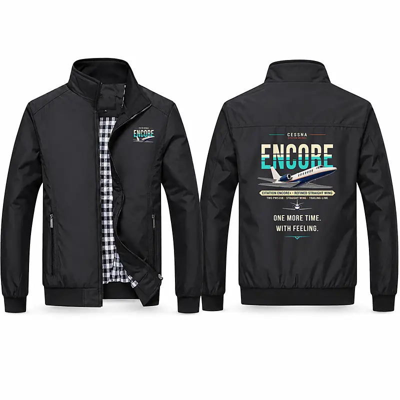 Cessna Citation Encore+ Stylish Jackets - Stand Collar - Original - Black
