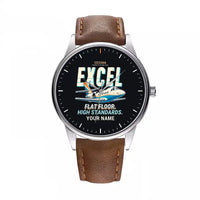 Thumbnail for Cessna Citation Excel - Cartoon + Name - Leather Strap - Brown Leather Strap