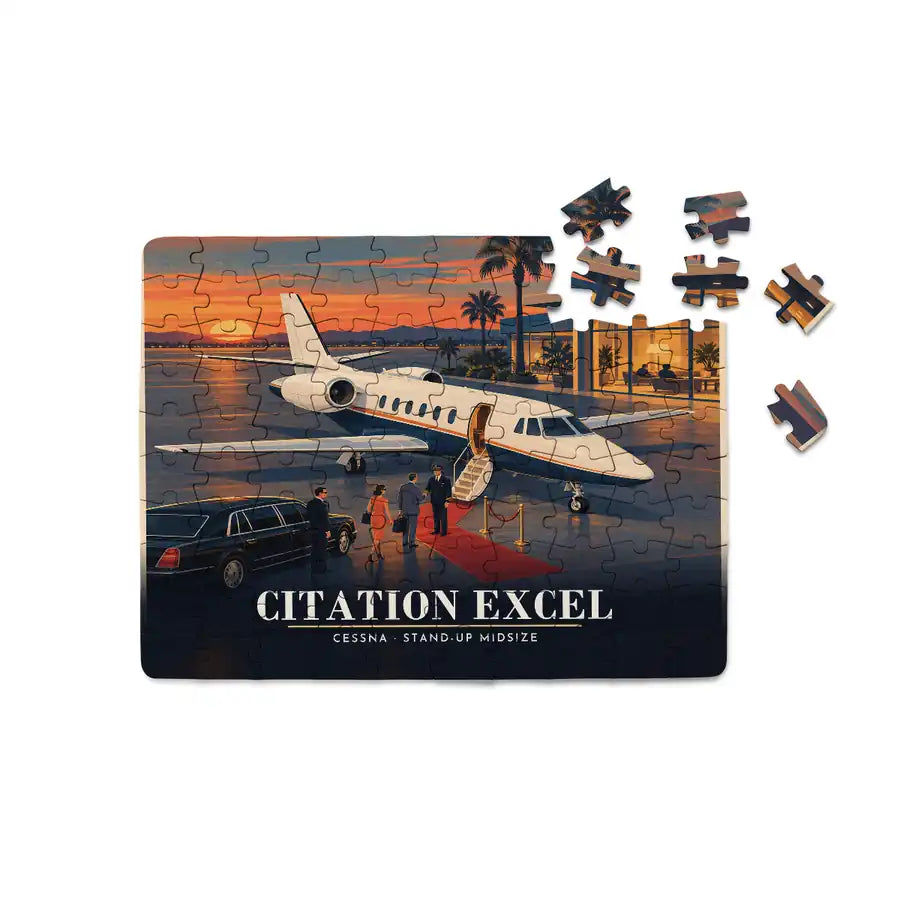 Cessna Citation Excel - Horizontal + Text - Canvas Puzzle