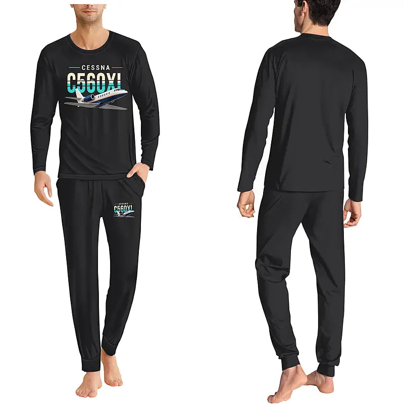Cessna Citation Excel - Men Pajamas - Original Chest - Black