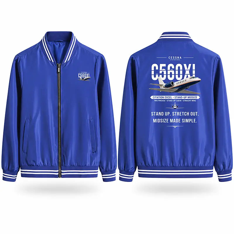 Cessna Citation Excel Stylish Jackets - Baseball Collar - Original - Royal Blue