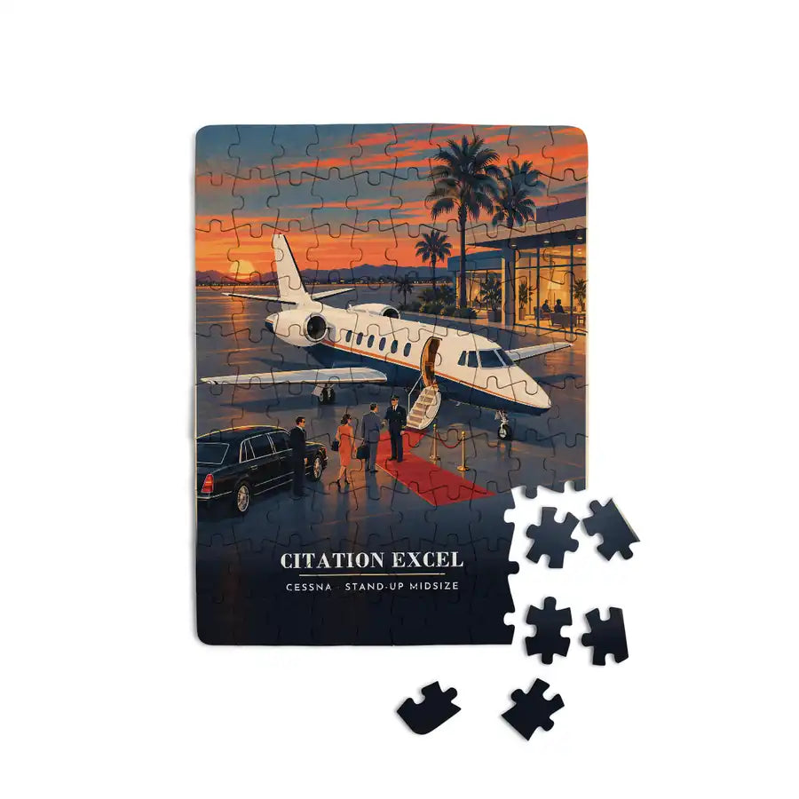 Cessna Citation Excel - Vertical + Text - Canvas Puzzle