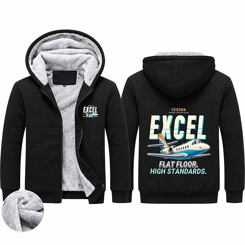 Cessna Citation Excel Zipped Sweatshirts - Cartoon - Black