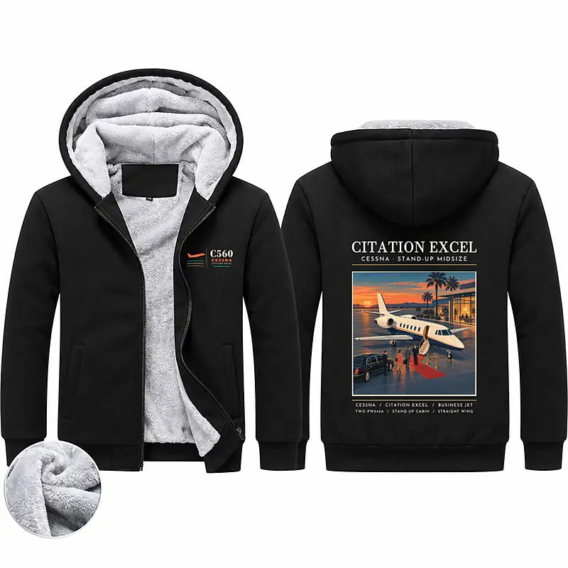 Cessna Citation Excel Zipped Sweatshirts - Poster - Black
