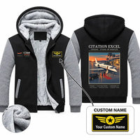 Thumbnail for Cessna Citation Excel Zipped Sweatshirts - Poster + Name - Black & Gray