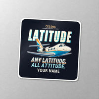 Thumbnail for Cessna Citation Latitude - Cartoon + Name - Square Sticker - Close-up