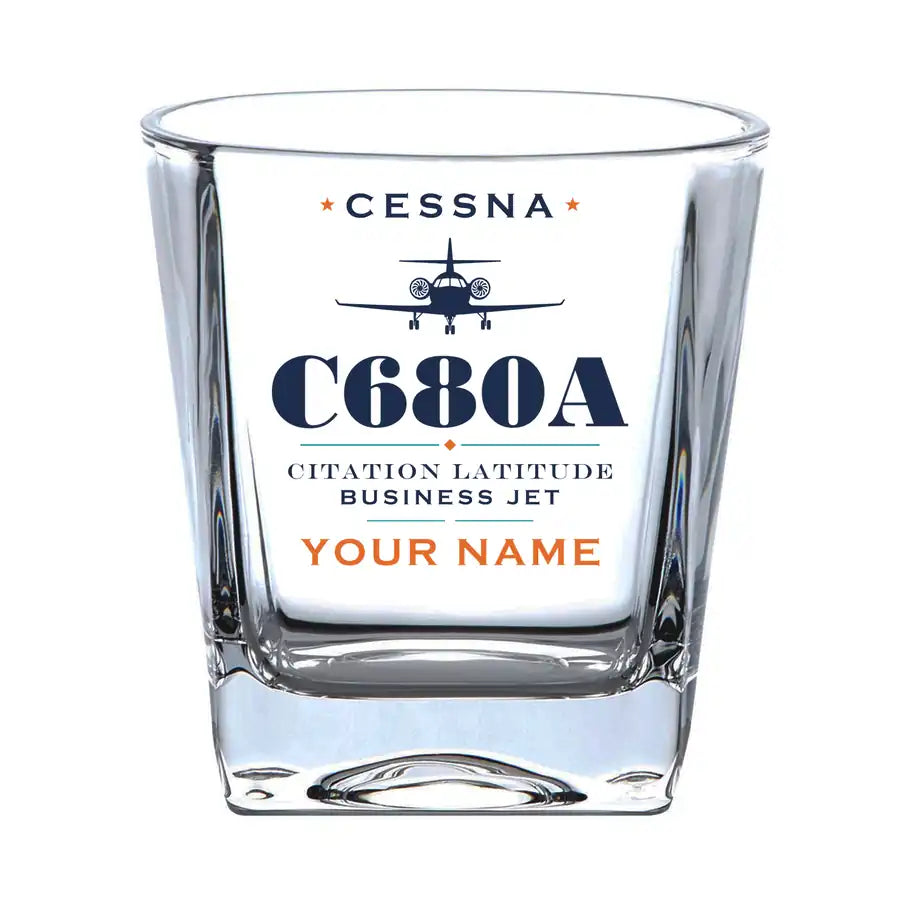 Cessna Citation Latitude - Heritage + Name - Whiskey Glass