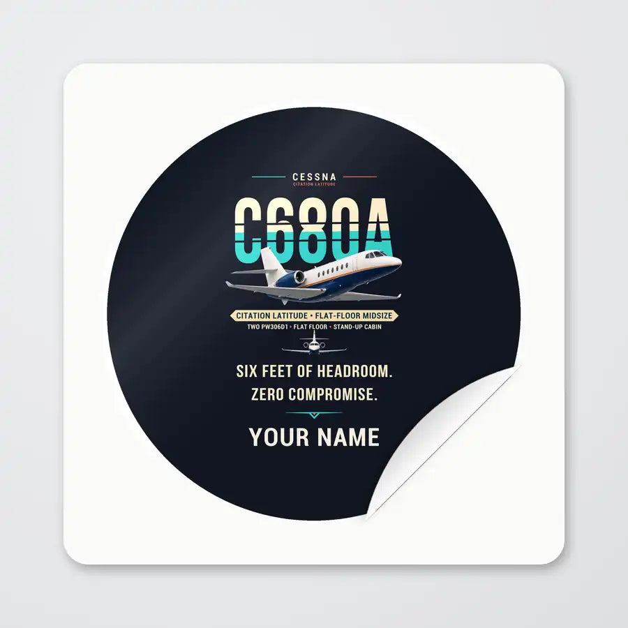 Cessna Citation Latitude - Original + Name - Circle Sticker - Peel