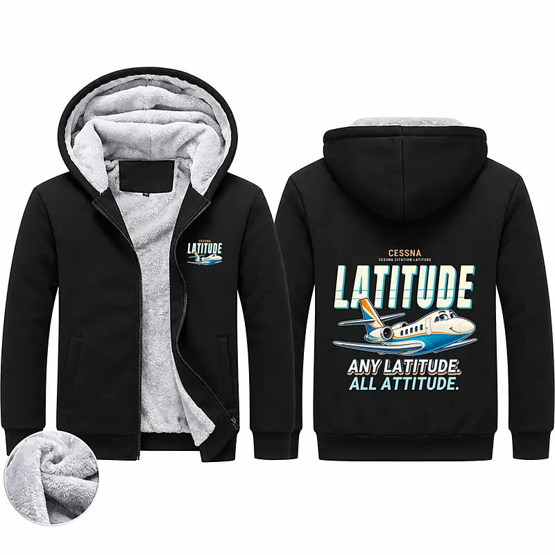 Cessna Citation Latitude Zipped Sweatshirts - Cartoon - Black