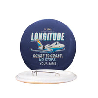 Thumbnail for Cessna Citation Longitude - Cartoon + Name - Pin - Navy Blue