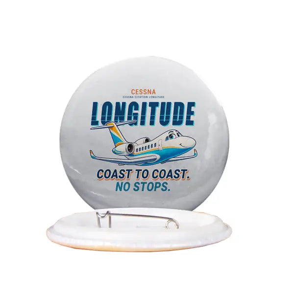 Cessna Citation Longitude - Cartoon - Pin - Light Gray