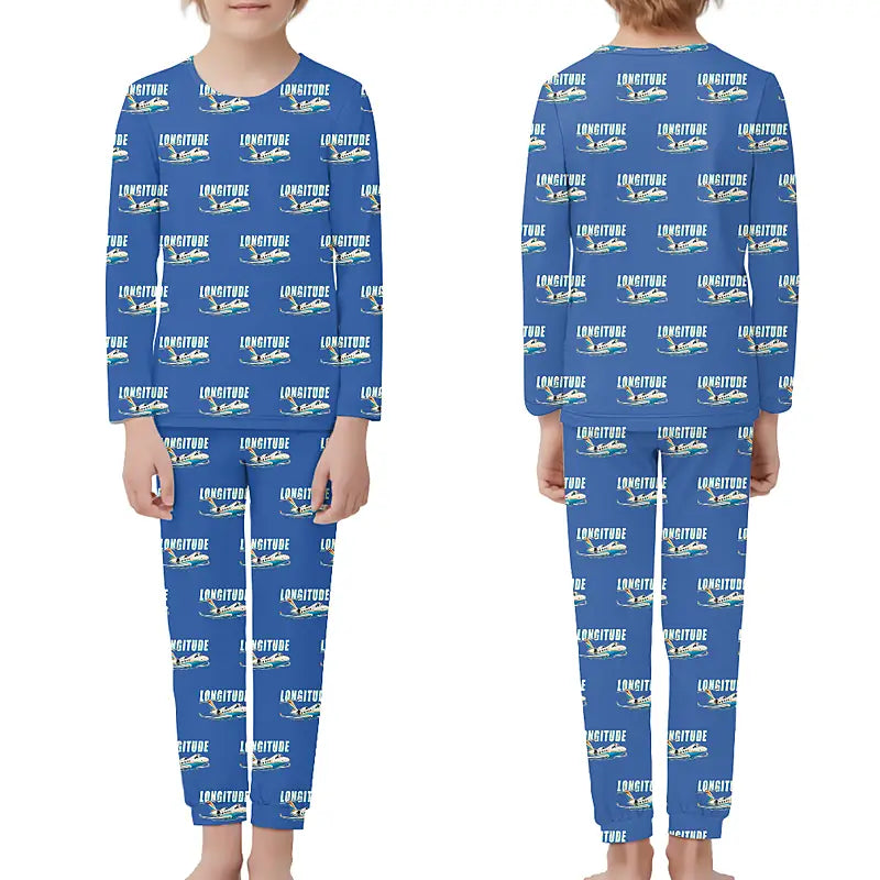 Cessna Citation Longitude - Children Pajamas - Cartoon Pattern - Blue