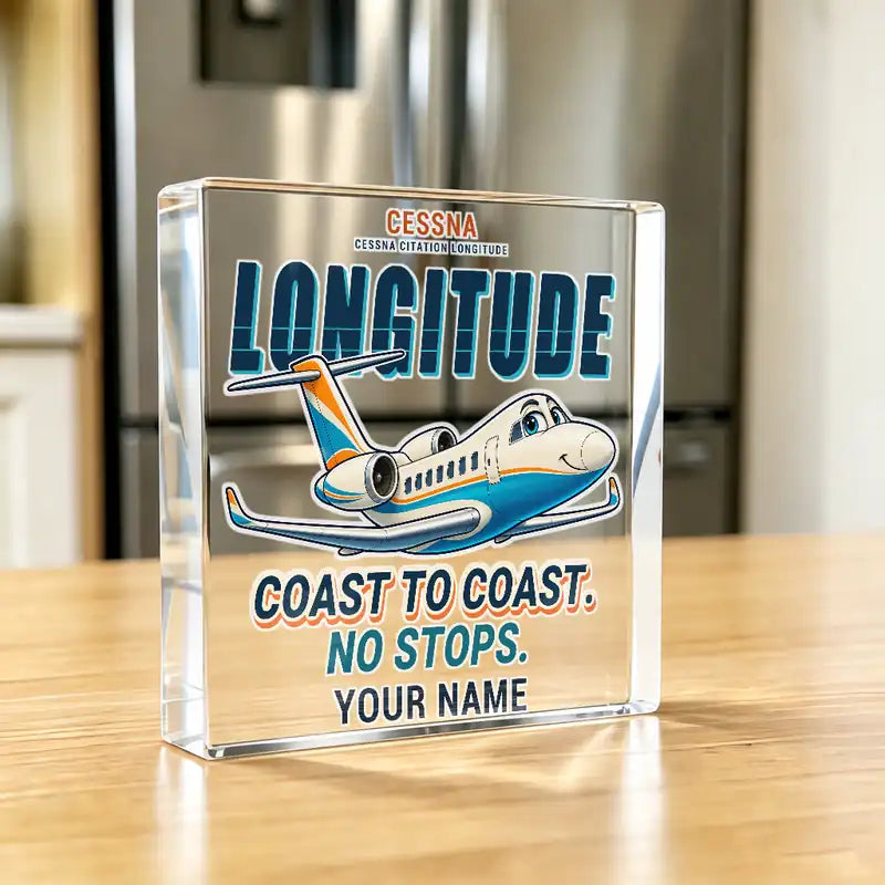 Cessna Citation Longitude - Crystal Ornament - Cartoon + Name - Kitchen