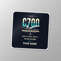 Thumbnail for Cessna Citation Longitude - Original + Name - Square Sticker - Close-up