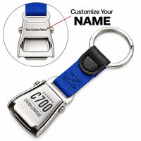 Thumbnail for Cessna Citation Longitude - Seat Belt Key Chain - Tag + Name - Blue