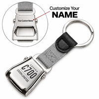 Thumbnail for Cessna Citation Longitude - Seat Belt Key Chain - Tag + Name - Gray