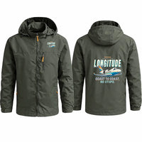 Thumbnail for Cessna Citation Longitude Stylish Jackets - Hooded Windbreaker - Cartoon - Olive Green