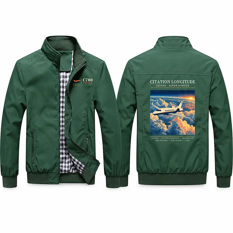 Cessna Citation Longitude Stylish Jackets - Stand Collar - Poster - Green