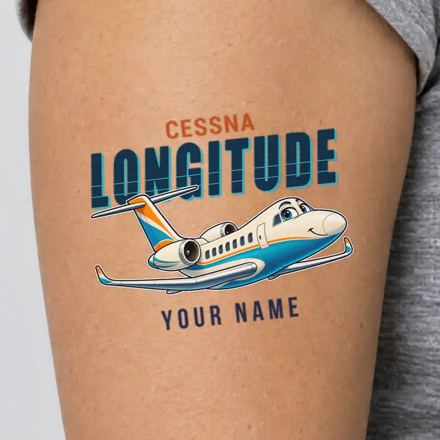 Cessna Citation Longitude - Tattoo - Cartoon + Name