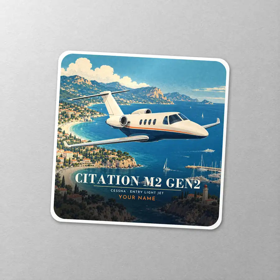 Cessna Citation M2 Gen2 - 3D + Name - Square Sticker - Close-up