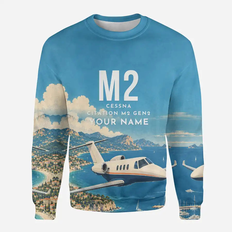 Cessna Citation M2 Gen2 3D All-Over Print Clothing - Sweatshirt - 3D + Name