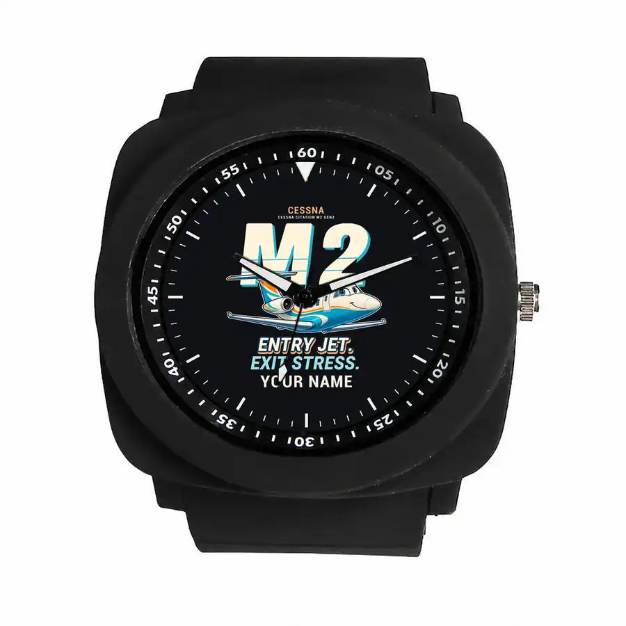 Cessna Citation M2 Gen2 - Cartoon + Name - Rubber Strap - Black