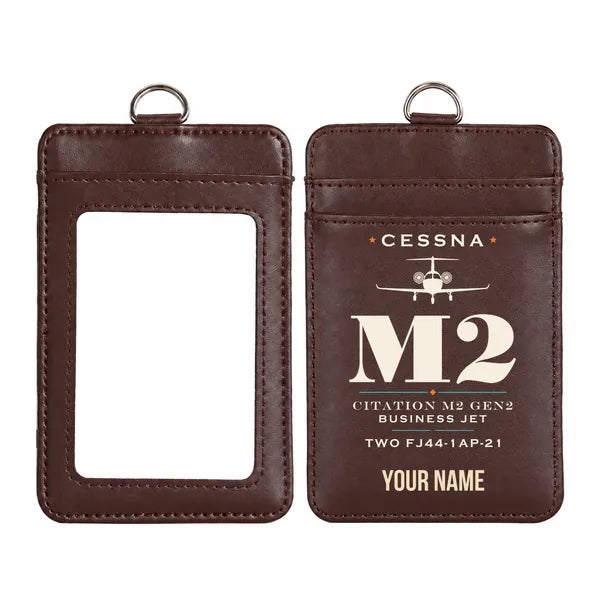 Cessna Citation M2 Gen2 - Heritage - ID Card Holder - Dark Brown + Name
