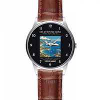 Thumbnail for Cessna Citation M2 Gen2 - Poster + Name - Leather Strap - Striped Brown Leather Strap