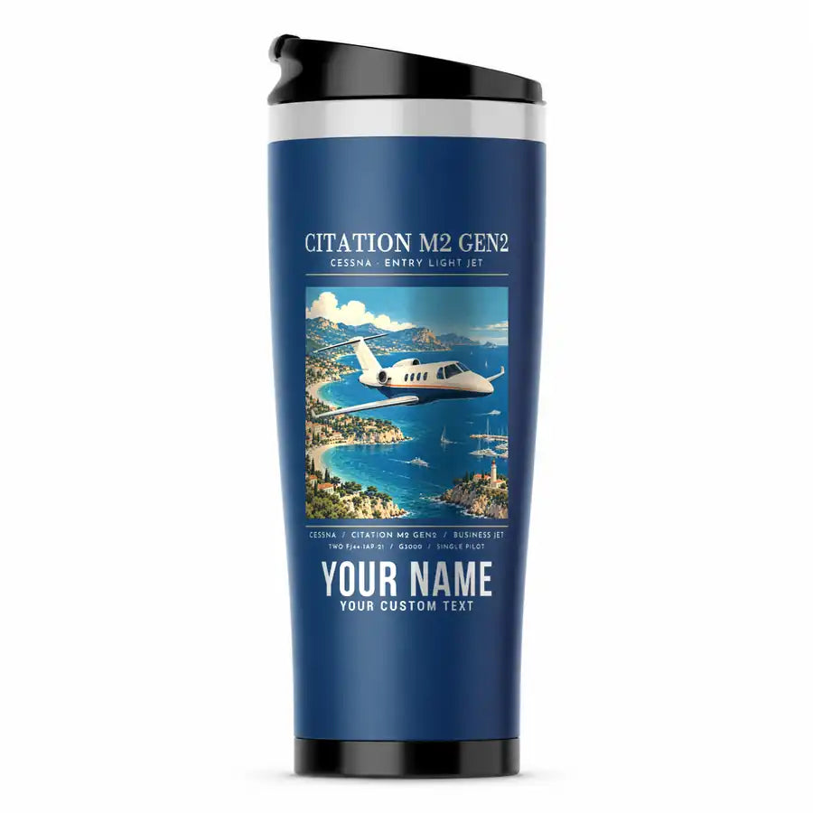 Cessna Citation M2 Gen2 - Poster + Name - Stainless Steel (No Holder) - Blue