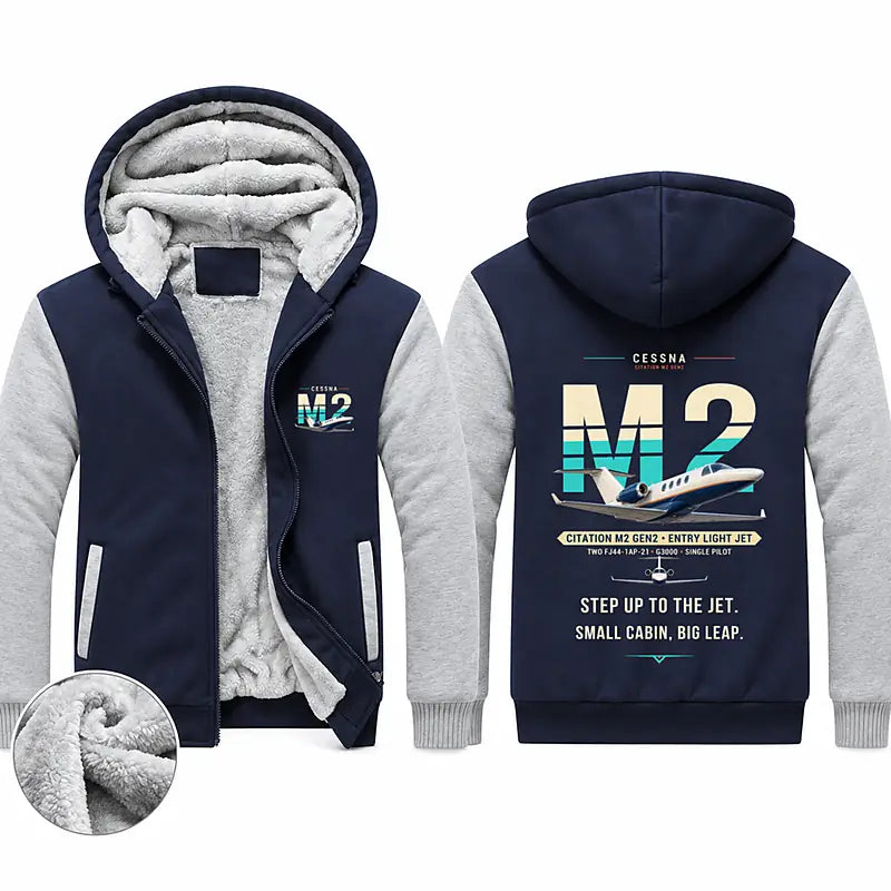 Cessna Citation M2 Gen2 Zipped Sweatshirts - Original - Navy & Gray