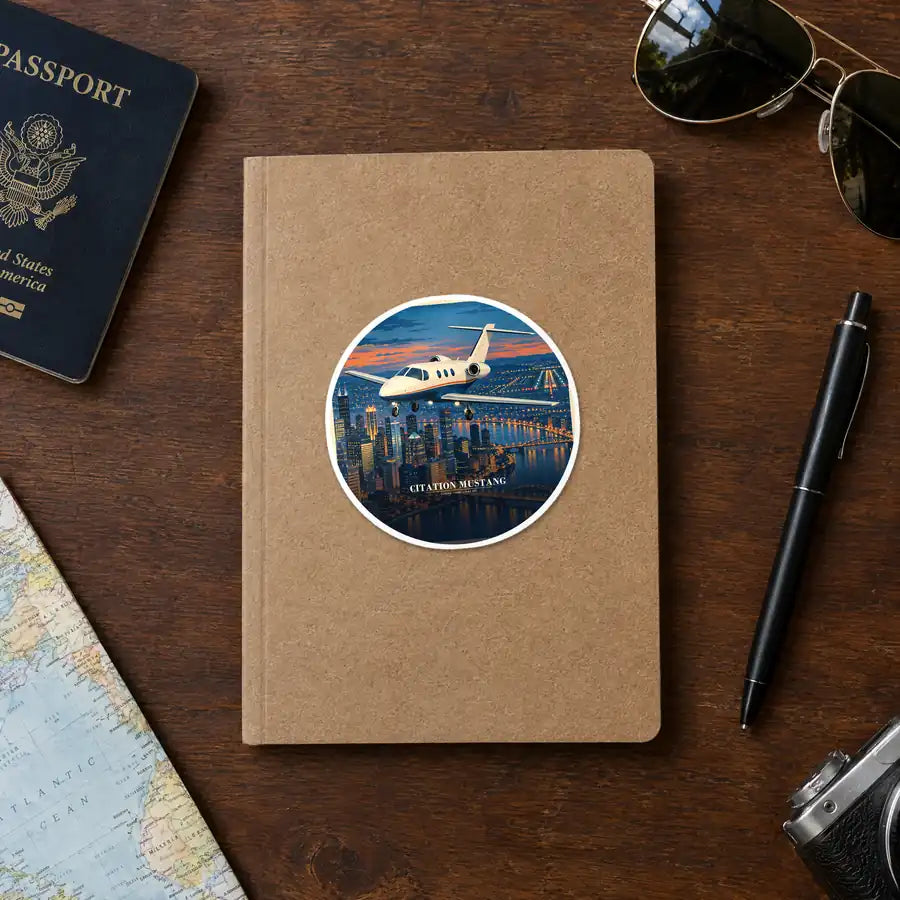 Cessna Citation Mustang - 3D - Circle Sticker - Notebook