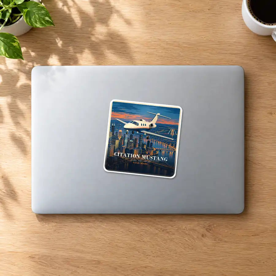 Cessna Citation Mustang - 3D + Name - Square Sticker - MacBook
