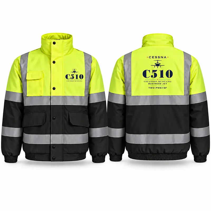 Cessna Citation Mustang Reflective Winter Jackets - Heritage - Fluorescent Yellow & Navy
