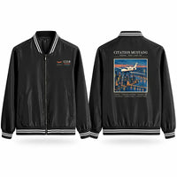 Thumbnail for Cessna Citation Mustang Stylish Jackets - Baseball Collar - Poster - Black