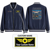Thumbnail for Cessna Citation Mustang Stylish Jackets - Baseball Collar - Poster + Name - Navy Blue