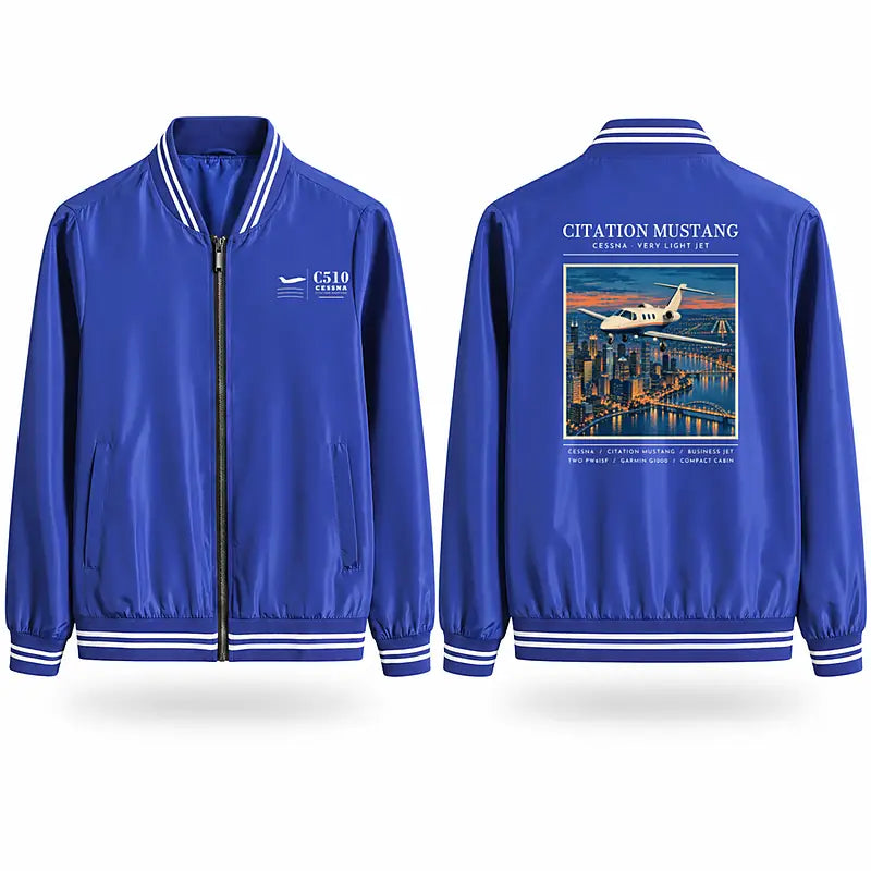 Cessna Citation Mustang Stylish Jackets - Baseball Collar - Poster - Royal Blue