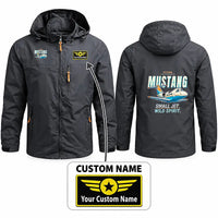 Thumbnail for Cessna Citation Mustang Stylish Jackets - Hooded Windbreaker - Cartoon + Name - Charcoal