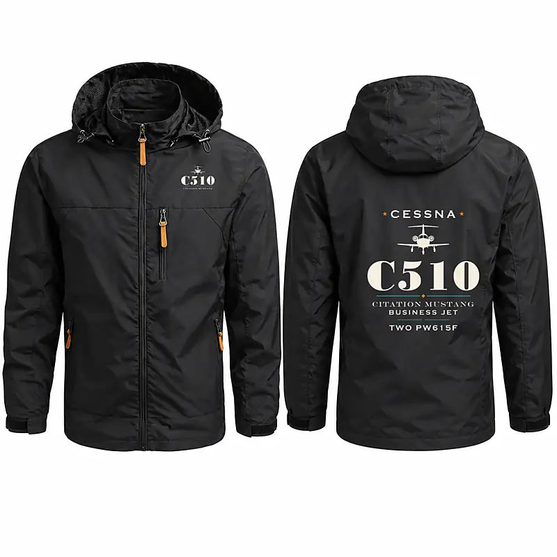 Cessna Citation Mustang Stylish Jackets - Hooded Windbreaker - Heritage - Black