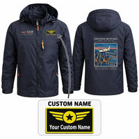 Thumbnail for Cessna Citation Mustang Stylish Jackets - Hooded Windbreaker - Poster + Name - Navy Blue