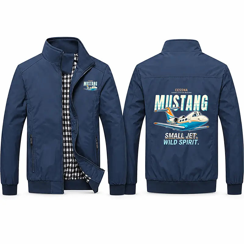 Cessna Citation Mustang Stylish Jackets - Stand Collar - Cartoon - Navy Blue