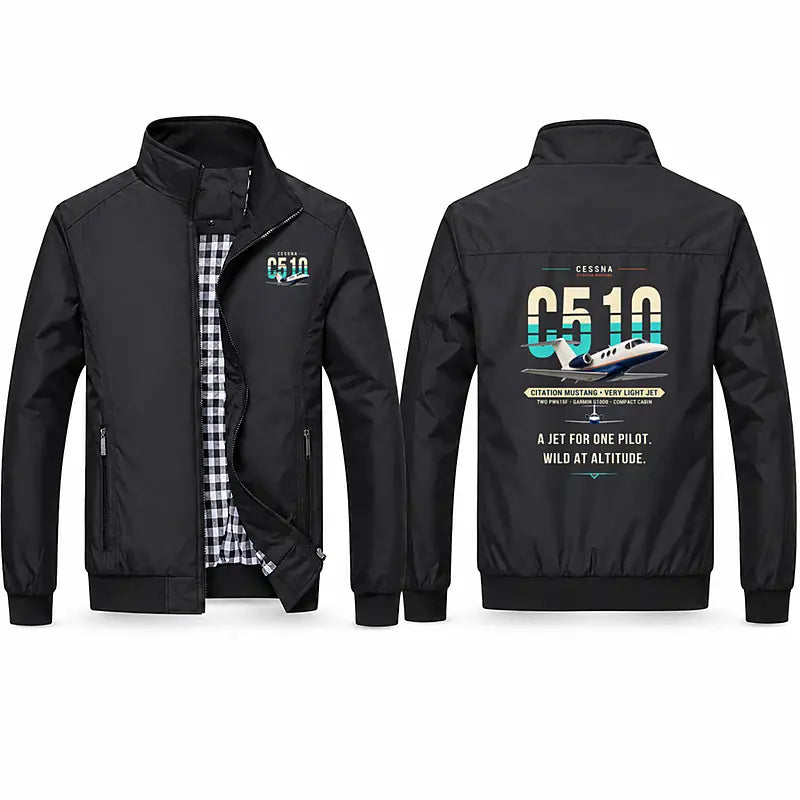Cessna Citation Mustang Stylish Jackets - Stand Collar - Original - Black