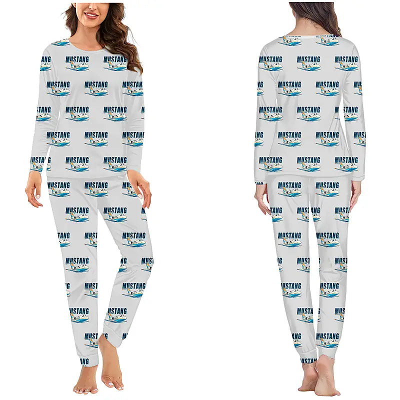 Cessna Citation Mustang - Women Pajamas - Cartoon Pattern - Light Gray