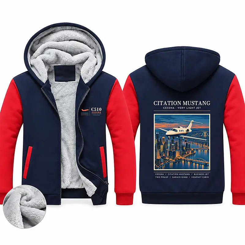 Cessna Citation Mustang Zipped Sweatshirts - Poster - Navy & Red